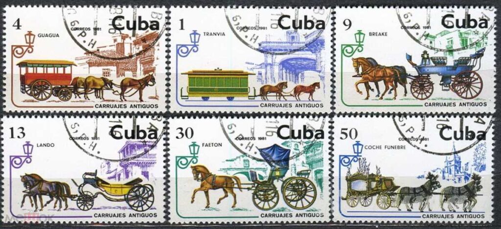 Марки. Куба 1981 Конные экипажи</a>