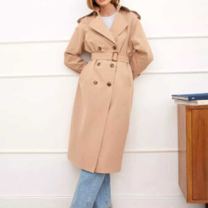 Тренч бежевый длинный