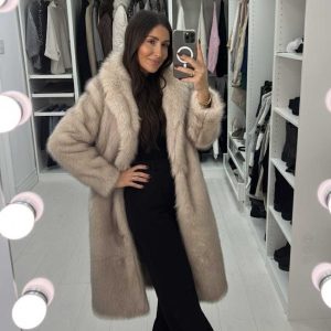 Шуба длинная экомех бирка