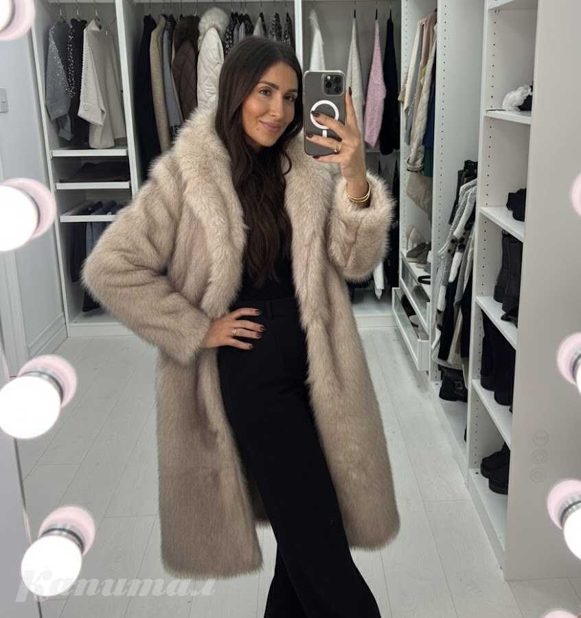 Шуба длинная экомех бирка